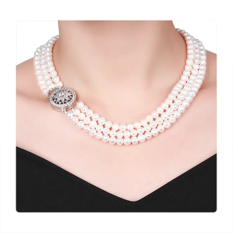 Nuovi Accessori Collana di Perle D'acqua Dolce Naturale, Multi-Strato Della Catena Della Perla Della Catena del Maglione Femminile