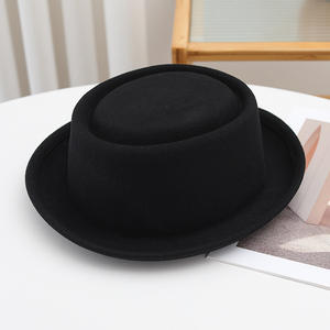 <span class=keywords><strong>Cappello</strong></span> Trilby Pork Pie per <span class=keywords><strong>Uomo</strong></span> e Donna, Classico Tinta Unita con Visiera Curva, 100% Lana, Stile Fedora - Product Image 2