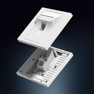 Computer Panel Module Cat7 RJ45 Jack 86x86mm Dual Port Network <b>Socket</b> for Gigabit Ethernet Connection - Product Image 1