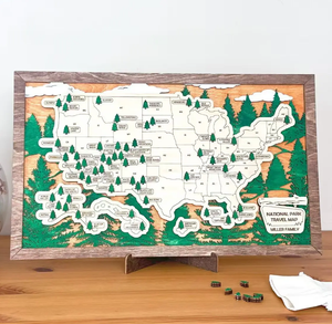 Bản đồ du lịch quốc gia 3D khắc gỗ bản đồ du lịch treo tường thân thiện với môi trang trí nhà chúng tôi công viên quốc gia bản đồ - Product Image 1