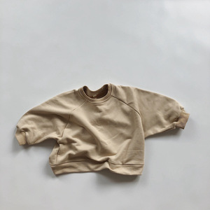 Vente en gros usine : Sweat-shirt à col ras du cou uni, 5 couleurs, ensemble crop top pour enfants, sweat-shirt marron personnalisé pour bébé - Product Image 6
