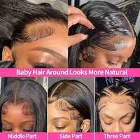 Perruque frontale en dentelle HD 13x6 en gros, cheveux humains bruts indiens, ondulations profondes lâches, sans colle, pré-épilée, avec baby hair, ligne de cheveux naturelle pour femmes