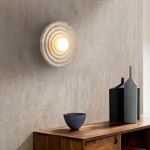 Minimalistische weiße runde, klassische led-Innenraum-Wandlampe für Zuhause oder Hotels, Schlafzimmerkreis Wabi-sabi-Wandleuchte