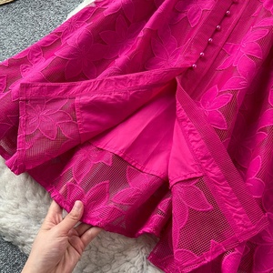 Vestido de otoño estilo túnica romana con vendaje, corte A, para mujer, con bordado y encaje calado - Product Image 6