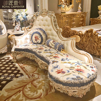 Ensemble de salon de style européen Royalr, luxueux, en bois massif, canapé en tissu avec table basse pour villa française, meubles d'art