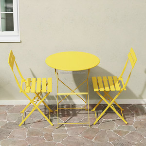 <span class=keywords><strong>Table</strong></span> rectangulaire pliable moderne et durable en fer avec quatre chaises à lattes pliables, empilables, résistantes aux intempéries, <span class=keywords><strong>pour</strong></span> petit espace extérieur ou parc - Product Image 1