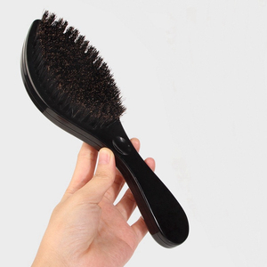 Brosse à barbe noire à poils de sanglier, accessoires de barbier, manche en plastique étanche, brosse à cheveux pour le nettoyage du visage, vente chaude - Product Image 4