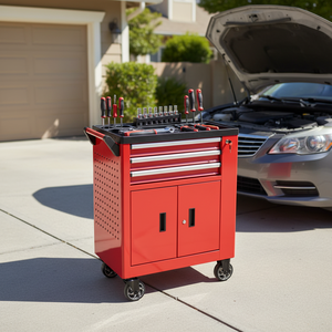 Armadio Portautensili Classico Goldenline in Acciaio su Ruote con Porta Laterale Bloccabile e Design a 3 Cassetti, Servizio OEM/ODM per Stoccaggio Utensili Meccanici - Product Image 1