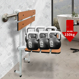Tabouret de salle de bain pliable en acier inoxydable HPL, siège de douche mural pour personnes âgées, 51x51x20cm - Product Image 2