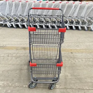 Hoge Kwaliteit Staaldraad Supermarkt Two-Tier Winkelwagentjes - Product Image 4