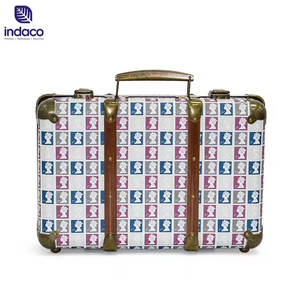 <b>Vintage</b> printed paper carrying case with handle wholesale, recyclable cardboard gift <b>box</b>, children's mini carrying case - Product Image 1