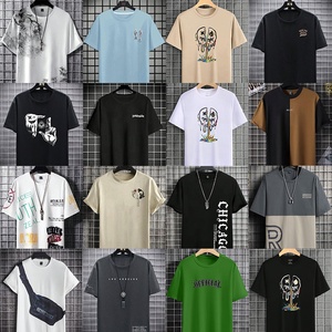 Tren Merek Baru 2025 Kaos Pria Lengan Pendek Pakaian Berkualitas Tinggi Pria Musim Panas Kaos Katun Asli Lengan Setengah Bahan Sutra Es - Product Image 1