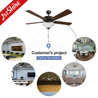 Ventilateur de plafond 1stshine 52 pouces classique pour usage domestique intérieur, 5 pales en MDF, salon, chambre, commande par chaîne, 3 vitesses, avec lumière