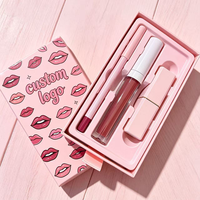 En gros, Ensemble de maquillage végan DIY personnalisé avec gloss et crayon à lèvres à nœud rose doré, mignon, pour marque privée