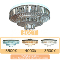 Plafonnier LED pliable à économie d'espace, design contemporain en cristal, alimenté par courant alternatif, pour salons/salles à manger, douille E27, lampe de décoration pour la maison