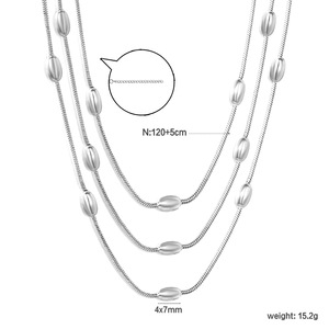 Collar de cadena de serpiente de doble capa con cuentas ovaladas, colgante geométrico simple de aleación de zinc, joyería de moda para mujer - Product Image 5