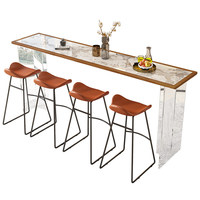 Table de bar longue murale moderne et créative en marbre pour 4 personnes, usage commercial, idéale pour la maison, l'appartement, le balcon, les espaces de loisirs