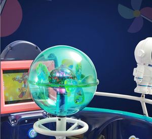 Manège pour enfants à monnayeur, modèle MP5, avec module spatial, voiture jouet, tasses étoiles rotatives et élévatrices, et balançoire double - Product Image 6