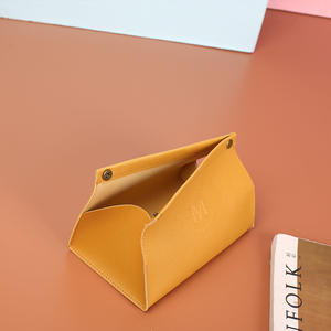 Boîte à mouchoirs en cuir nordique marron, support de bureau polyvalent pour la maison, la voiture, le salon, design pratique - Product Image 3
