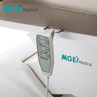 Table de massage pliable en cuir gris de haute qualité MEDIGE, lit électrique pour extensions de cils, lit facial réglable pour hôtel et chambre à coucher