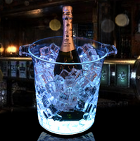 Seau à glace lumineux pour vin, seau à champagne commercial en PS, cadre à bière LED pour fête