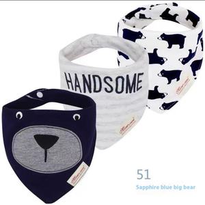 Momscare Lot de 3 bavoirs triangulaires en coton biologique double couche Serviettes à salive bandana douces pour les tout-petits Fourniture OEM - Product Image 3