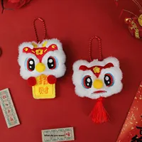 Porte-clés en peluche Danse du Lion Porte-Bonheur Année 2026 du Nouvel An Chinois, Breloque de Sac Mascotte, Attire la Richesse, Cadeau Festif, Vente en Gros