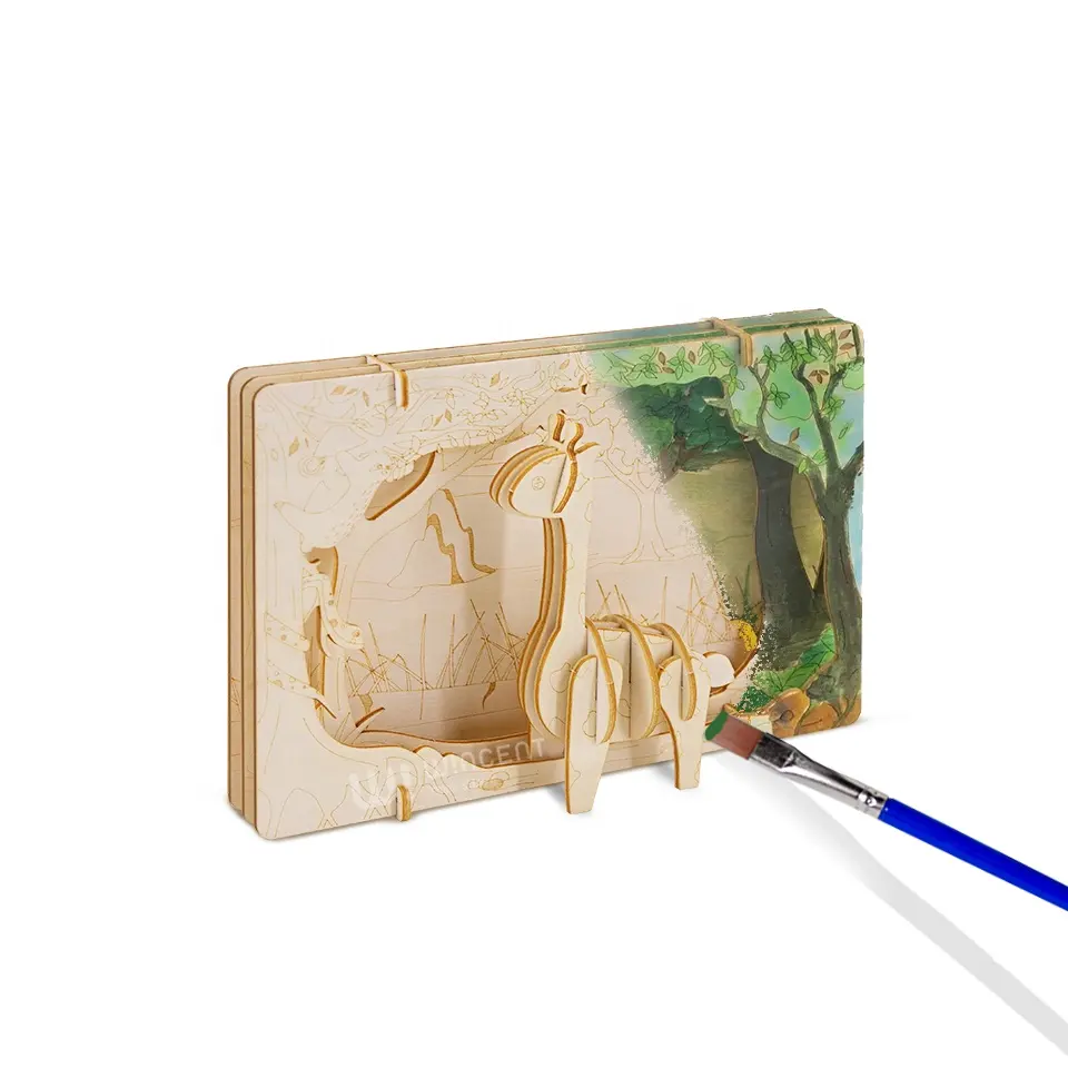 Wincent New Design Animal Puzzle 3D Wood Theater Puzzles Wooden Novelty Puzzle Gift For Kids