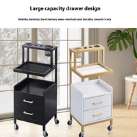 Chariot à outils multifonctionnel roulant, meuble de rangement latéral doré pour maquillage, valise organisatrice pour salon de beauté