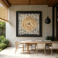 Art mural abstrait moderne 3D tissé à la main, base MDF, tenture murale carrée noire style nordique pour décoration intérieure