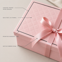 Boîte cadeau matelassée avec nœud en ruban pour cadeau de mariage, emballage de luxe, élégant contenant en carton, vente en gros, logo personnalisé