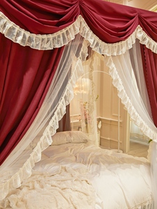 Cortinas de Cama Dobles Estilo Princesa Francesa, Doble Capa, Bordadas, Plegables, con Función de Bloqueo de Luz y Mosquitera - Product Image 4