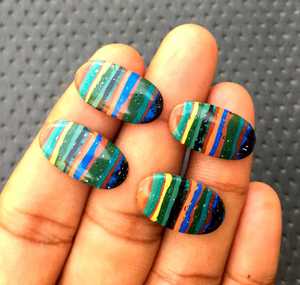 Bonita colección, 2 piezas, cabujones de forma ovalada suave, Calcsilica Natural arcoíris, piedras preciosas sueltas, cuentas de piedra al por mayor - Product Image 4