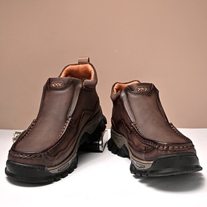 Mocassins pour hommes en PU à enfiler, semelle en caoutchouc, doublure en peluche, motif uni, tendance - Product Image 4