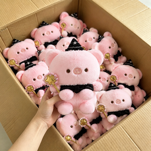 Juguetes de Peluche Suaves y Asequibles para Aliviar el Estrés, Cerdito Rosa con Sombrero de Bruja, Juguetes de Peluche de 8 Pulgadas, Juguetes para Máquinas de Garras para Niñas - Product Image 1