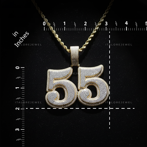 Collar con Colgante de Número 55 en Oro, Cadena de Cuerda, Plata de Ley 925, Moissanita, Letra del Alfabeto, Chapado en Oro, Joyería Elegante, Regalo - Product Image 6