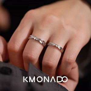 Anelli di Coppia a Stella All'ingrosso, Anello Promessa Abbinato, 'Tu Mi Completi', in Lega, Unisex, Moderno, a Fascia Aperta, Stile Coreano, Regalo Anniversario - Product Image 4