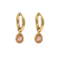 Boucles d'oreilles pendantes géométriques empilées en acier inoxydable plaqué or 18 carats avec pierres naturelles, inaltérables, pour femme, idéales pour les soirées