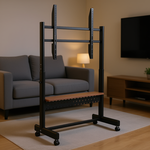 Mobile <b>Tv</b> Stand 55-<b>100</b> <b>Inch</b> Vesa 800x600mm Steel Cart With Media Tray For Large <b>Tvs</b> - Product Image 2