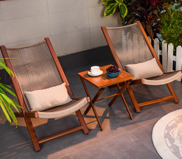 2 drawstring chairs+coffee table