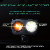 Luz Inteligente para Bicicleta T6 LED de Doble Cabezal, Recargable por USB, Linterna de Alta Intensidad, Altavoz de 120db, para Ciclismo Nocturno y Montaña