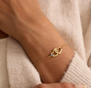 Custom Stainless Steel Interlocking Heart Name <strong>Bracelet</strong> with Birthstone Personalized <strong>Bestfriend</strong> Gift - Product Image 2