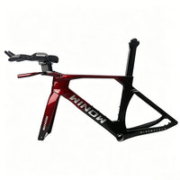 Cadre de vélo de triathlon en carbone Winowsports TT129 avec pédalier T47, support UDH, compatible 700*28C, pièces de cadre de vélo à transmission électronique avec restbar