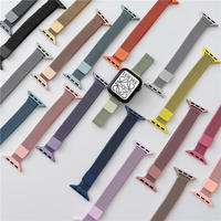 Bracelet en acier inoxydable Milanese Loop fin pour Apple Watch, design magnétique avec breloque