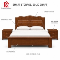 Lit double en bois massif de style chinois moderne et simple, 1,8 m, pliable avec rangement, plateau épaissi pour la maison et l'hôtel