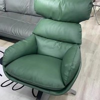 Fauteuil pivotant de luxe italien moderne, vert, à dossier haut, inclinable, avec appui-tête, pour salon