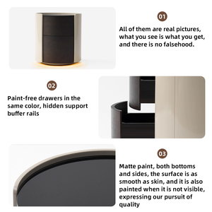 Thiết kế hiện đại Bàn cạnh giường ngủ Phòng khách Sofa Bàn bên cạnh Tủ đầu giường thông minh Chiếu sáng Tủ đầu giường bằng gỗ có 2 ngăn kéo - Product Image 3