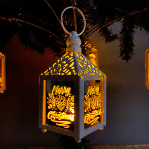 Farol de Navidad de Metal de 15 cm, Decoración Navideña, Farol LED Luminoso para Árbol, con Patrón de Muñeco de Nieve y Papá Noel, Regalo de Navidad - Product Image 5