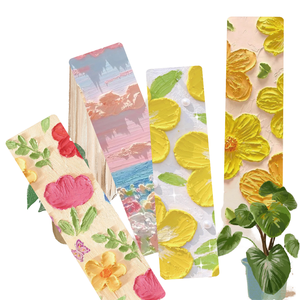 23pcs/Bag Cute Flower Oil Painting Promotional Bookmarks Bulk Paper Accessories for Students Classroom Teenagers School & Office
