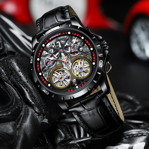 Montre mécanique de luxe de la série <span class=keywords><strong>royale</strong></span> pour hommes d'affaires |   Tourbillon Lumineux |   Bracelet en cuir véritable résistant à l'eau |   Pièce de monnaie à cadran pointeur - Product Image 4